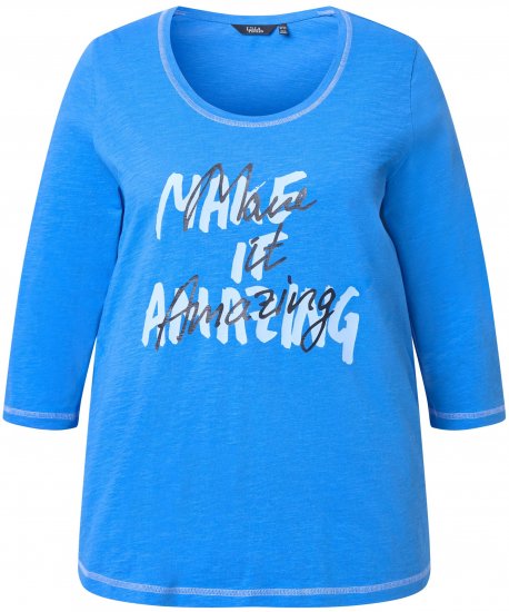 Ulla Popken Make It Amazing 3/4 Sleeve Graphic Tee Pacific Blue - Koszulki z nadrukiem dla kobiet - 