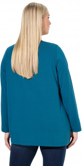 Ulla Popken Fawn Long Sleeve Graphic Tee Teal - Koszulki z nadrukiem dla kobiet - 