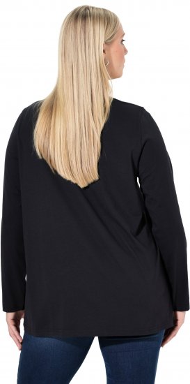 Ulla Popken Sequined Puppy Long Sleeve Graphic Tee Black - Koszulki z nadrukiem dla kobiet - 
