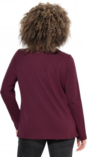 Ulla Popken Holiday Long Sleeve Graphic Tee Plum - Koszulki z nadrukiem dla kobiet - 