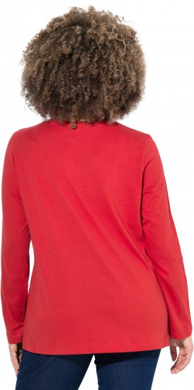 Ulla Popken Holiday Long Sleeve Graphic Tee Salsa Red - Koszulki z nadrukiem dla kobiet - 