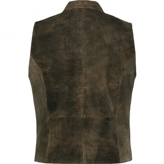 jP1880 Finest Goat Suede Traditional Vest Dark Brown - Trachten & Oktoberfest - Stroje Oktoberfest w dużych rozmiarach (Trachten)
