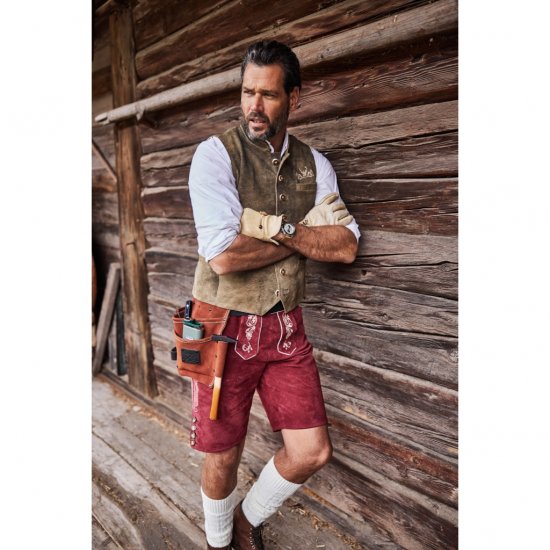 JP1880 Vest Goat Suede Traditional Moss Green - Trachten & Oktoberfest - Stroje Oktoberfest w dużych rozmiarach (Trachten)