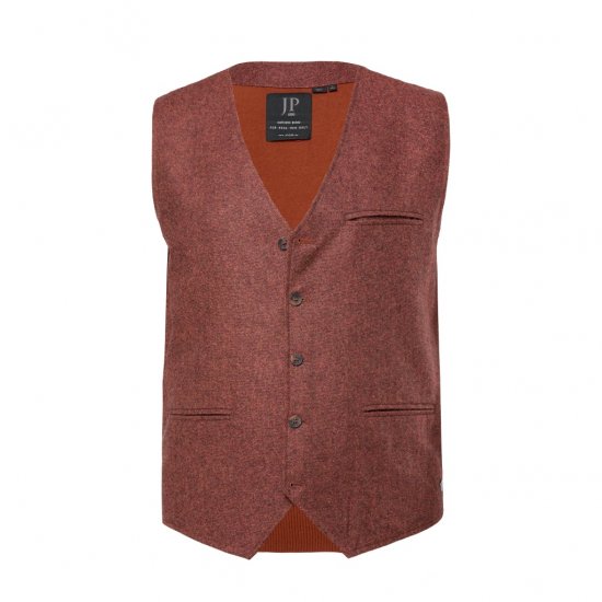 JP1880 Tweed Waistcoat Wool Brick Red - Kamizelki - Kamizelki w dużych rozmiarach