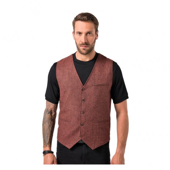 JP1880 Tweed Waistcoat Wool Brick Red - Kamizelki - Kamizelki w dużych rozmiarach