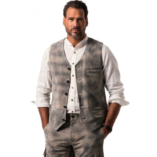 JP1880 Vest Traditional Cowhide Graphite Grey - Wszystkie ubrania - Odzież męska duże rozmiary