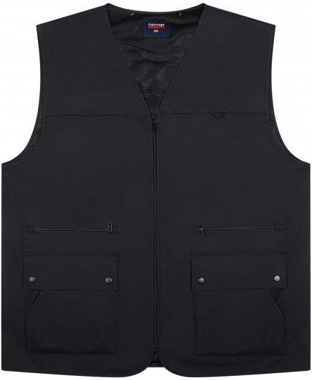 Espionage JT126 Multi Pocket Utility Gilet Black - Kamizelki - Kamizelki w dużych rozmiarach