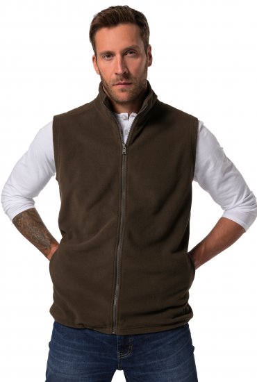 JP1880 Fleece Vest Stand-up Collar Brown - Kurtki Męskie Duże Rozmiary - Kurtki Duże rozmiary 2XL-8XL