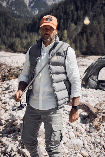 JP1880 Quilted Vest Outdoor Stand-up Collar Grey - Kurtki Męskie Duże Rozmiary - Kurtki Duże rozmiary 2XL-8XL