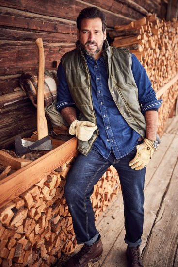 JP1880 Quilted Gilet Vintage Leather Green - Kurtki Męskie Duże Rozmiary - Kurtki Duże rozmiary 2XL-8XL