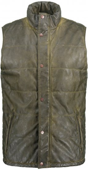 JP1880 Quilted Gilet Vintage Leather Green - Kurtki Męskie Duże Rozmiary - Kurtki Duże rozmiary 2XL-8XL