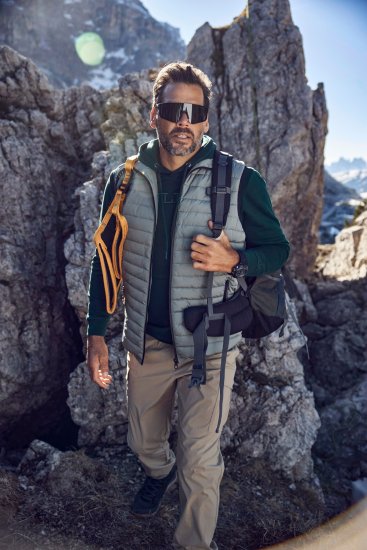 JAY-PI Lightly Quilted Vest with Stomach Fit Grey - Kurtki Męskie Duże Rozmiary - Kurtki Duże rozmiary 2XL-8XL