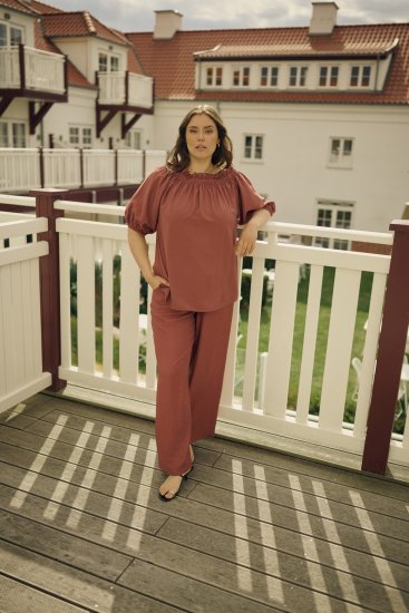 Kaffe Curve Emilia Wide Pants Henna Brown - Spodnie - 