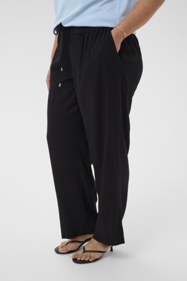 Kaffe Curve Mille Wide Pants Black Deep - Spodnie materiałowe - 