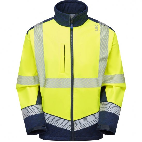 Leo Bowden Ecoviz Softshell Jacket Hi-Vis Yellow/Navy Print - Odzież robocza - Odzież robocza 3XL-6XL
