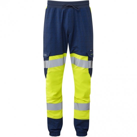 Leo Hawkridge Ecoviz High Performance 4X Stretch Trouser Hi-Vis Yellow/Navy Print - Odzież robocza - Odzież robocza 3XL-6XL