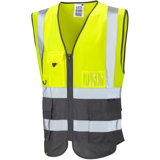 Leo Lynton Ecoviz Superior Waistcoat Hi-Vis Yellow/Grey - Odzież robocza - Odzież robocza 3XL-6XL