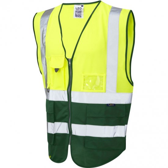 Leo Lynton Ecoviz Superior Waistcoat Hi-Vis Yellow/Green - Odzież robocza - Odzież robocza 3XL-6XL