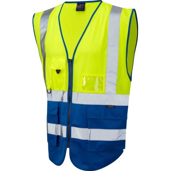 Leo Lynton Ecoviz Superior Waistcoat Hi-Vis Yellow/Royal Blue - Odzież robocza - Odzież robocza 3XL-6XL