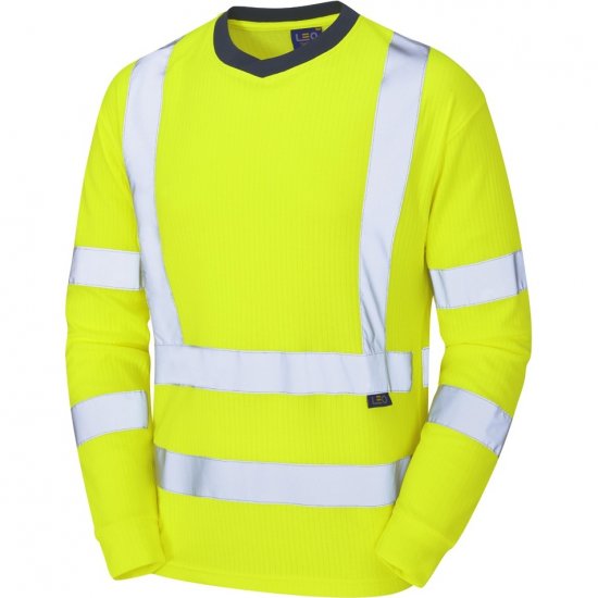 Leo Riverton Ecoviz Comfort Sleeved T-Shirt Hi-Vis Yellow - Odzież robocza - Odzież robocza 3XL-6XL