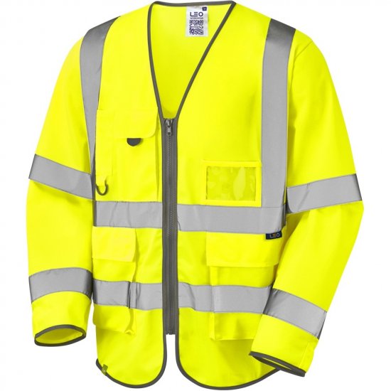 Leo Wrafton Ecoviz Superior Sleeved Waistcoat Hi-Vis Yellow - Odzież robocza - Odzież robocza 3XL-6XL