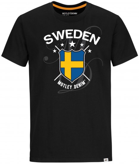 Motley Denim Sweden T-shirt Black - Koszulki - T-shirty meskie Duże Rozmiary - 2XL-14XL