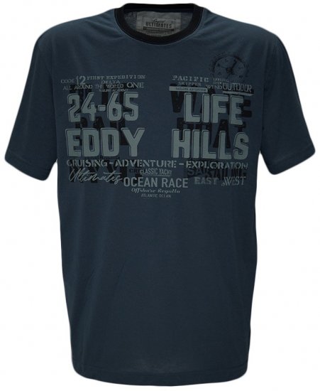 EDDY HILLS Life T-shirt Navy - Koszulki - T-shirty meskie Duże Rozmiary - 2XL-14XL