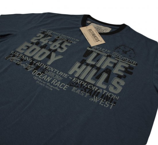 EDDY HILLS Life T-shirt Navy - Koszulki - T-shirty meskie Duże Rozmiary - 2XL-14XL