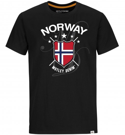 Motley Denim Norway T-shirt Black - Koszulki - T-shirty meskie Duże Rozmiary - 2XL-14XL