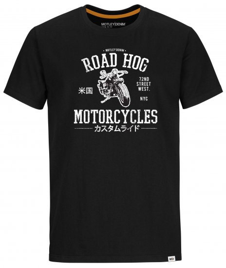 Motley Denim Oldham T-Shirt White on Black - Koszulki - T-shirty meskie Duże Rozmiary - 2XL-14XL