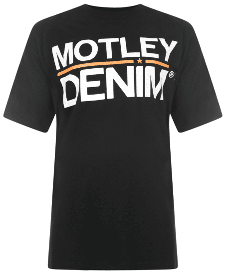 Motley Denim Logo T-shirt Black - Koszulki - T-shirty meskie Duże Rozmiary - 2XL-14XL