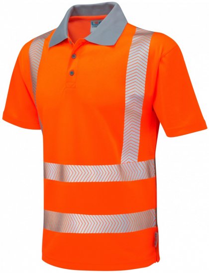 Leo Woolacombe Coolviz Plus Polo Hi-Vis Orange - Odzież robocza - Odzież robocza 3XL-6XL