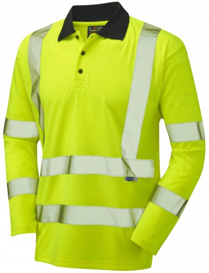 Leo Swimbridge Comfort L/S Polo Shirt Hi-Vis Yellow - Odzież robocza - Odzież robocza 3XL-6XL