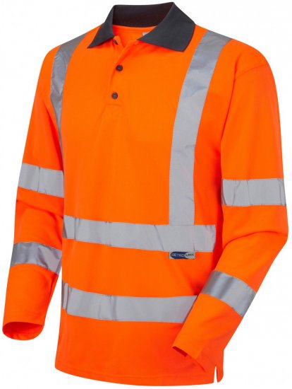Leo Woolsery Coolviz L/S Polo Shirt Hi-Vis Orange - Odzież robocza - Odzież robocza 3XL-6XL