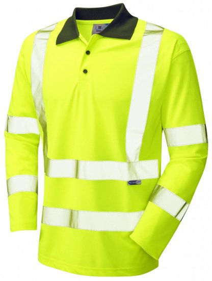 Leo Woolsery Coolviz L/S Polo Shirt Hi-Vis Yellow - Odzież robocza - Odzież robocza 3XL-6XL