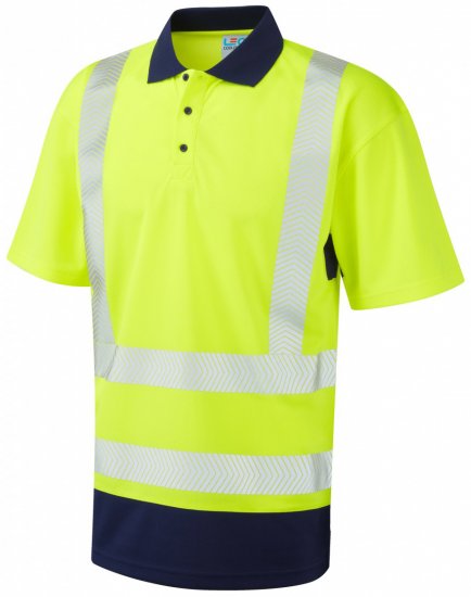 Leo Mortehoe Coolviz Plus Polo Hi-Vis Yellow/Navy - Odzież robocza - Odzież robocza 3XL-6XL