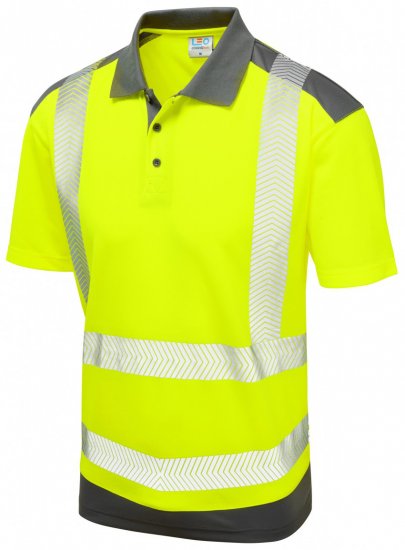 Leo Peppercombe Coolviz Plus Polo Hi-Vis Yellow/Grey - Odzież robocza - Odzież robocza 3XL-6XL