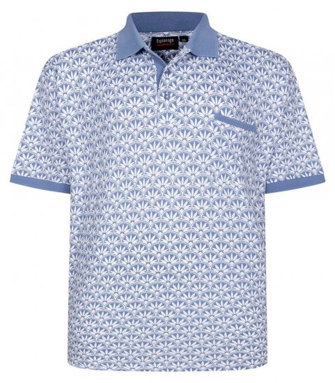 Espionage P231 Koszulka polo z geometrycznym nadrukiem niebieski/biały - Koszulki polo - Koszulki Polo 2XL-8XL