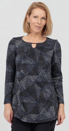 Scandinavian Caramel Triangles Tunic Dark Blue - Koszulki z nadrukiem dla kobiet - 