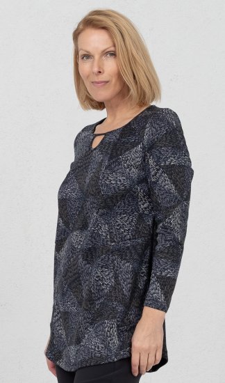 Scandinavian Caramel Triangles Tunic Dark Blue - Koszulki z nadrukiem dla kobiet - 