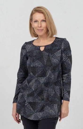 Scandinavian Caramel Triangles Tunic Dark Blue - Koszulki z nadrukiem dla kobiet - 