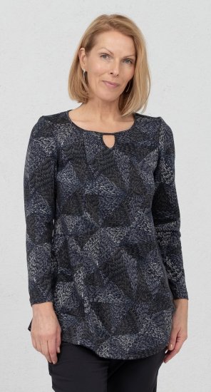 Scandinavian Caramel Triangles Tunic Dark Blue - Koszulki z nadrukiem dla kobiet - 