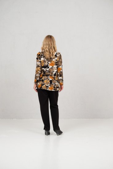 Scandinavian Caramel Flower Petals Tunic Orange and Brown - Koszulki z nadrukiem dla kobiet - 