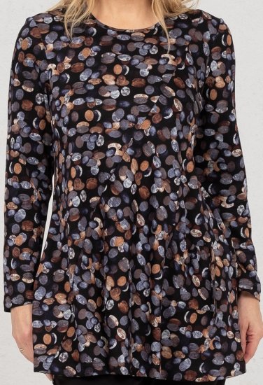 Scandinavian Caramel Flower Petals Tunic Copper and Blue - Koszulki z nadrukiem dla kobiet - 