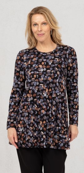 Scandinavian Caramel Flower Petals Tunic Copper and Blue - Koszulki z nadrukiem dla kobiet - 