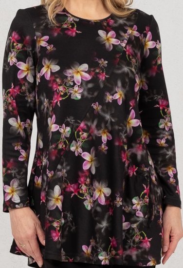 Scandinavian Caramel Flowers Tunic Red and Pink - Koszulki z nadrukiem dla kobiet - 