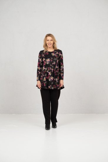 Scandinavian Caramel Flowers Tunic Red and Pink - Koszulki z nadrukiem dla kobiet - 