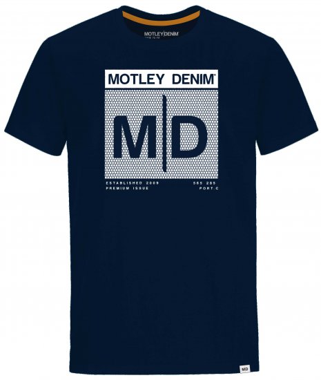 Motley Denim Poole T-shirt Navy - Koszulki - T-shirty meskie Duże Rozmiary - 2XL-14XL