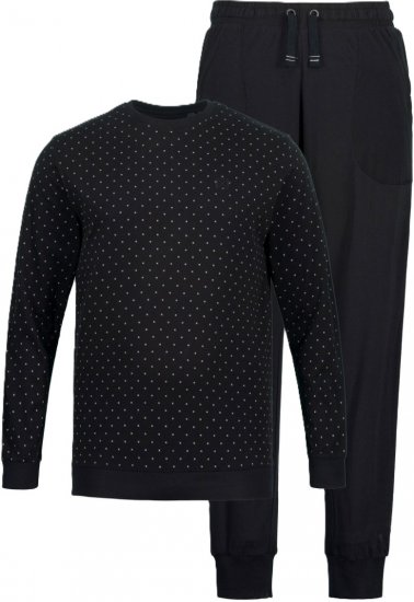 JP1880 Two-piece Pajama Belly Fit Long Sleeve Long Pants Black TALL - ODZIEŻ MĘSKA MT-6XLT - WYSOKIE-rozmiary