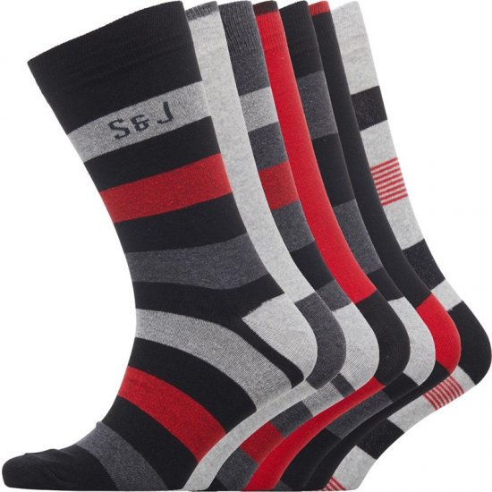Smith & Jones Red line 7-pack Socks - Bielizna & stroje kąpielowe - Bielizna & Stroje kąpielowe 2XL-8XL